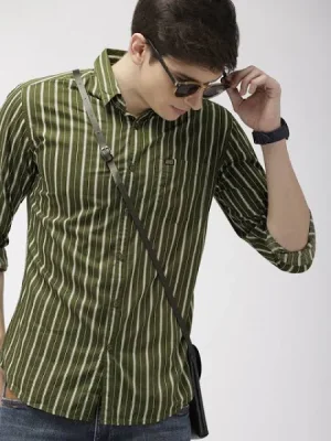 The Indian Garage Co Men's Slim Fit Striped Casual Shirt