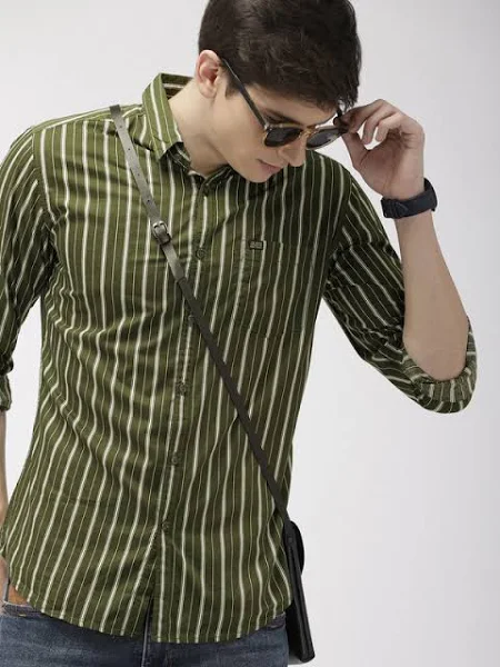 The Indian Garage Co Men's Slim Fit Striped Casual Shirt