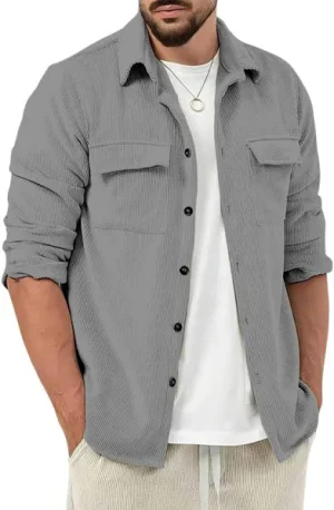 Men's Full Sleeve Casual Striped Corduroy Shirt