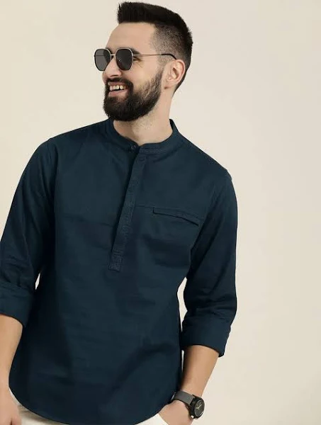 Men's Solid Cotton Short Kurta