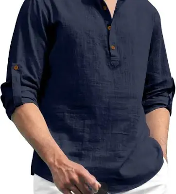 Zombom Men's Solid Casual Regular Fit Mandarin/Chinese Collor Short Kurta